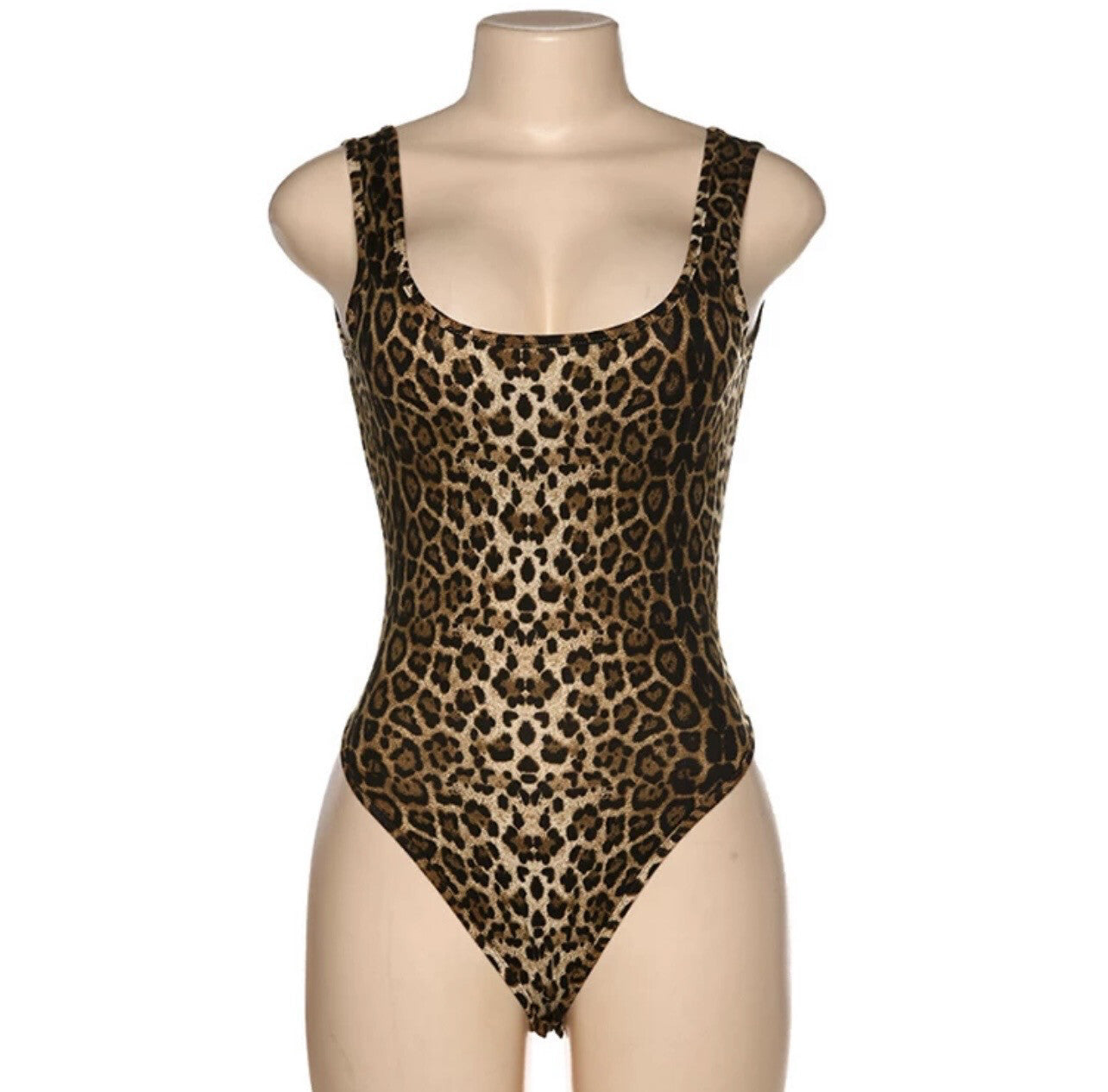 leopard print backless one-piece swimsuit