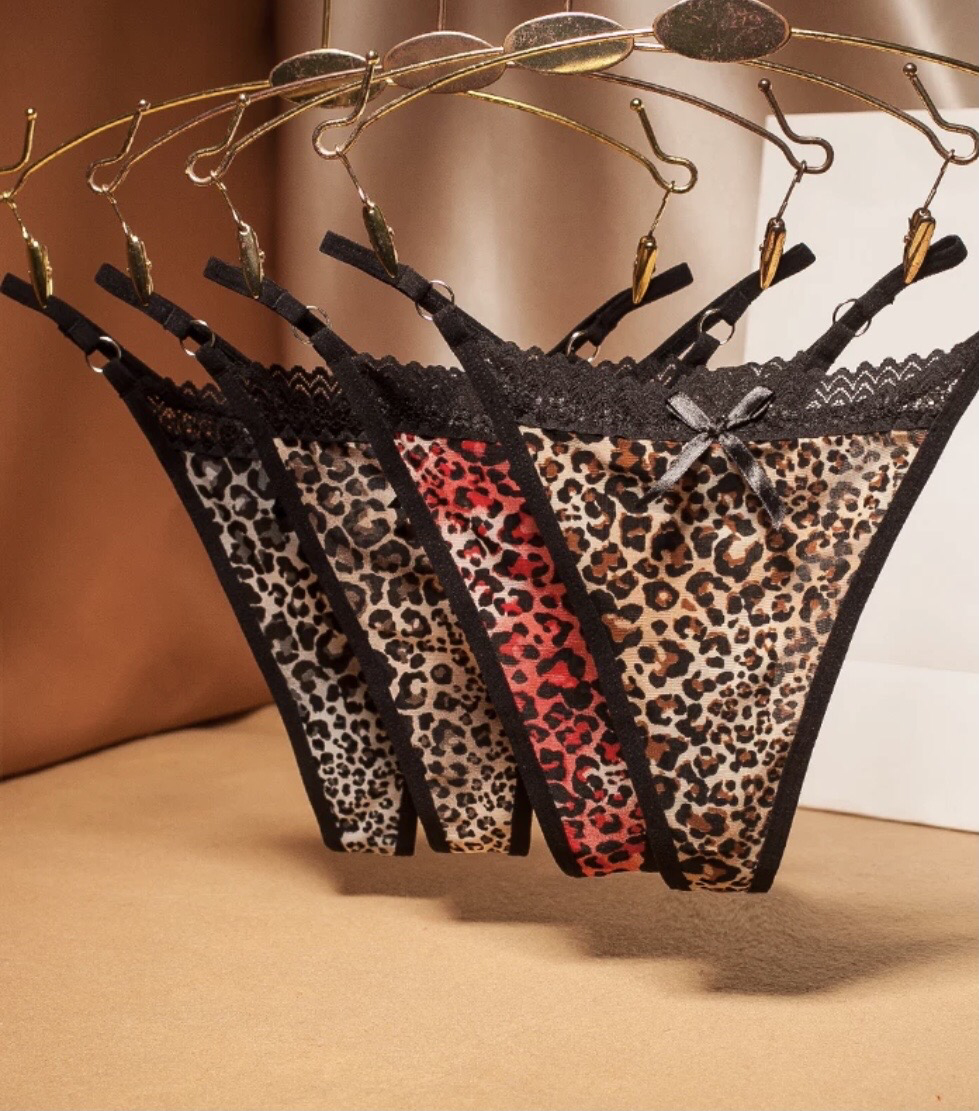 Women Leopard Print Tiny Thongs